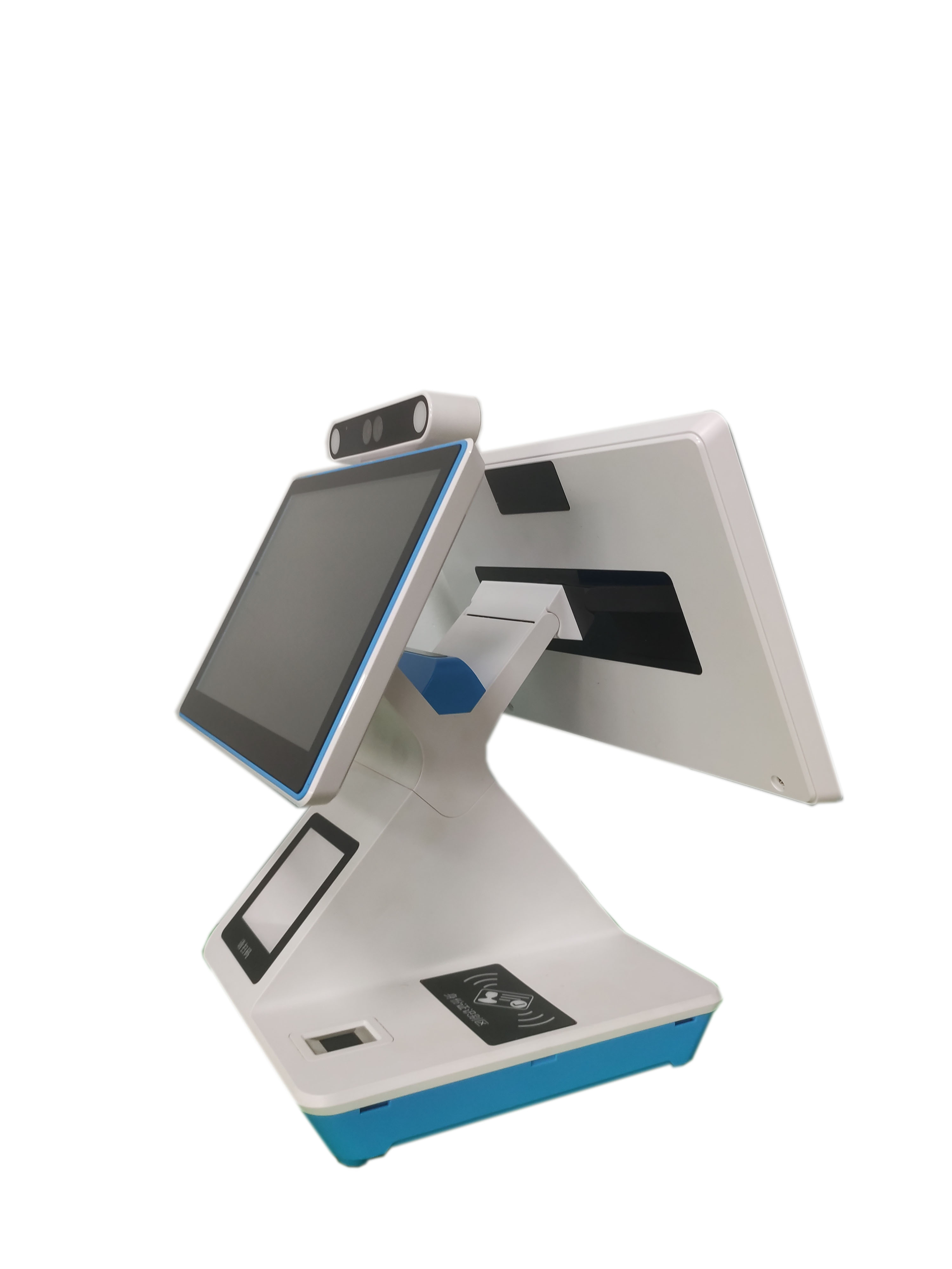 桌面智能终端访客机自助机双屏人脸识别pos机